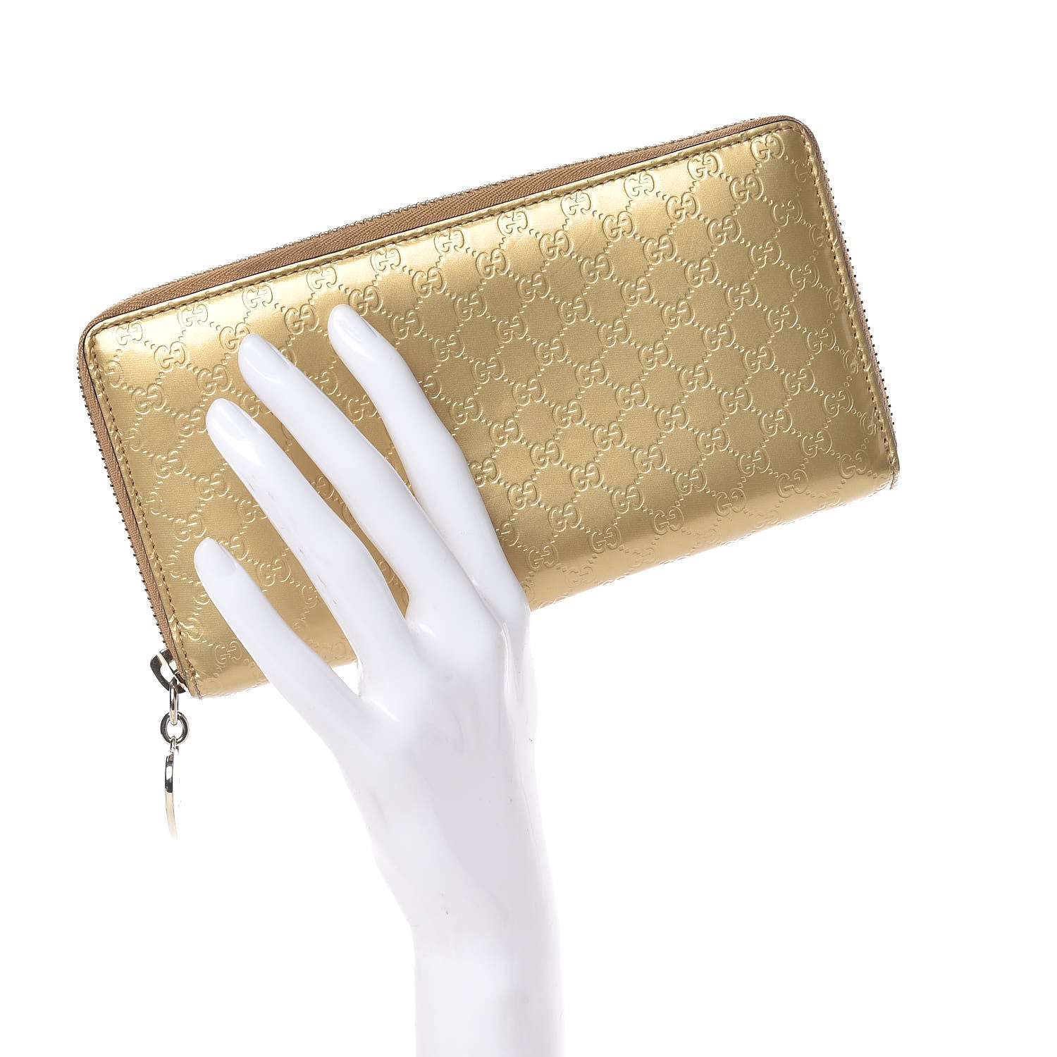 Gucci Shine Microguccissima Heart Zip Around Wallet Gold 2 of 6