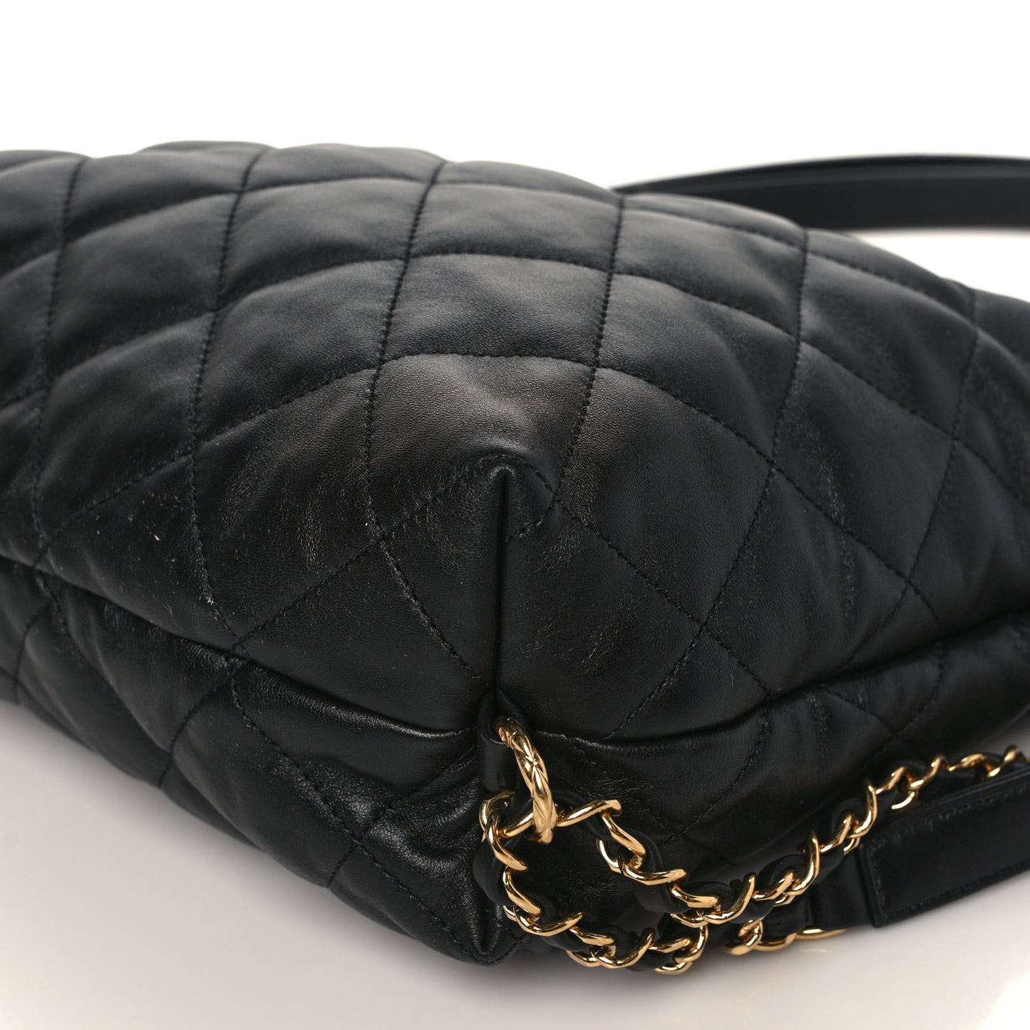 Lambskin Quilted Maxi Hobo Black