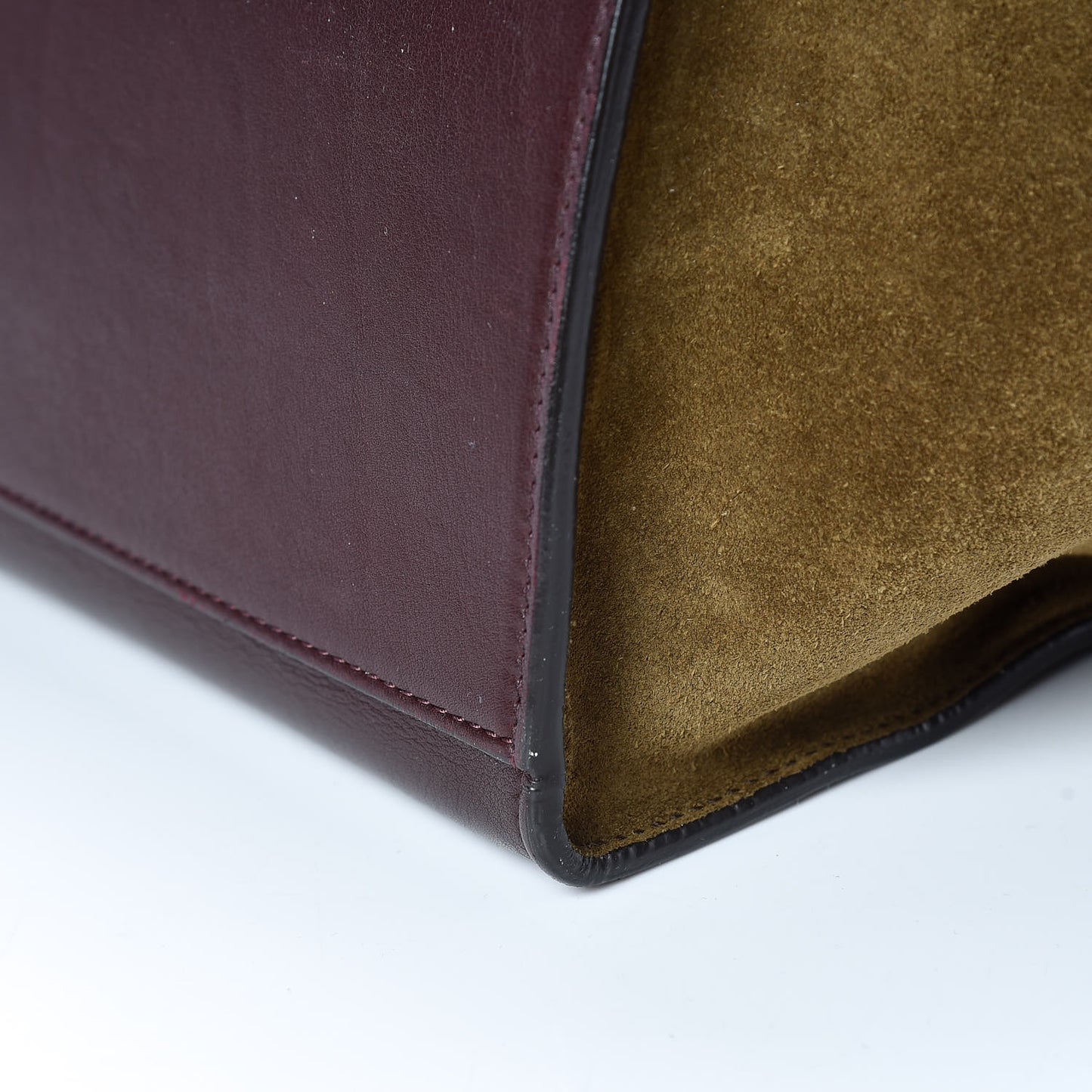 Smooth Calfskin Suede Medium Tri-Color Trapeze Burgundy