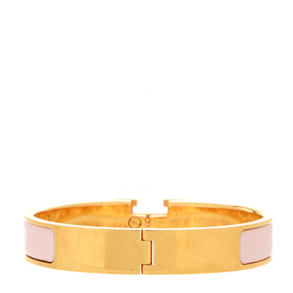 Hermes Enamel Narrow Clic Clac H Bracelet PM Rose Candeur 3 of 5