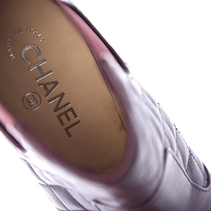 Chanel Lambskin Patent Quilted Wedge Ankle Boots 37.5 Burgundy 9 of 11