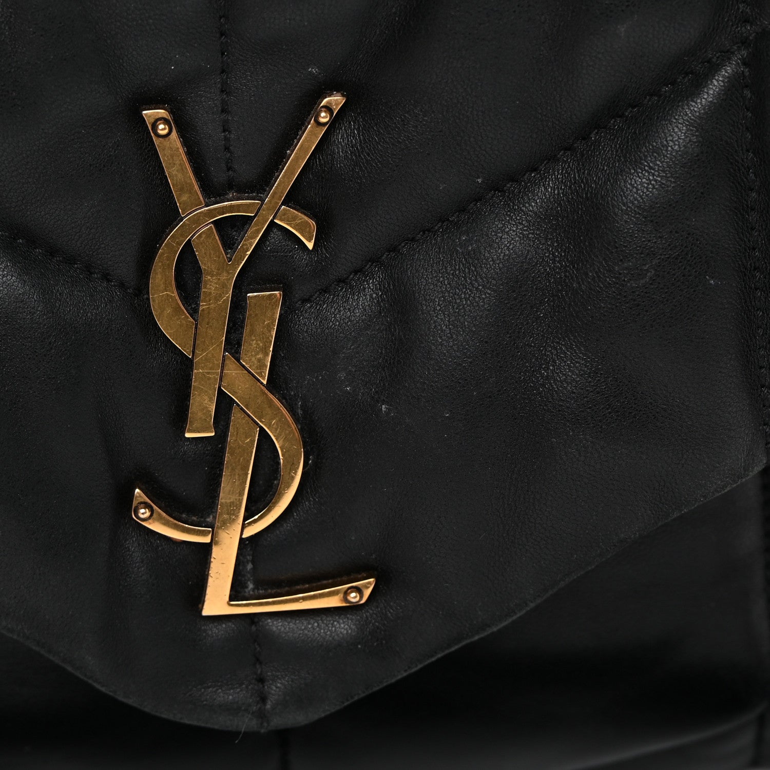 Saint Laurent Lambskin Quilted Small Loulou Puffer Monogram Chain Satchel Black 15 of 17