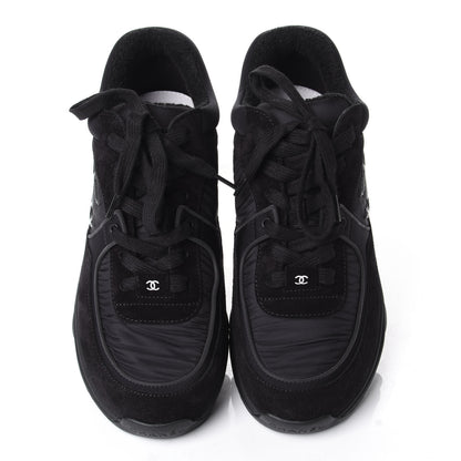Chanel Nylon Calfskin Suede Calfskin CC Sneakers 38 Black 5 of 11