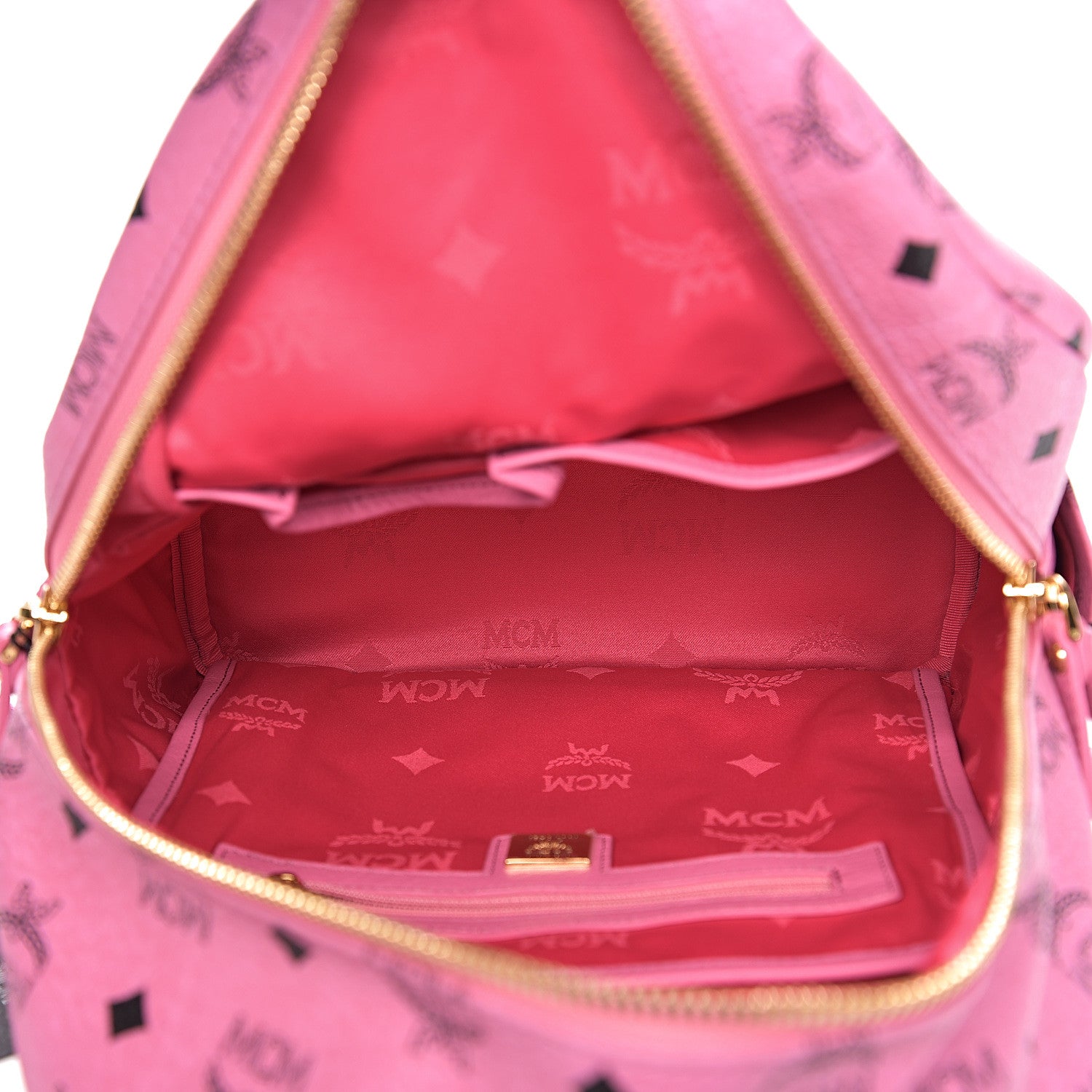 MCM Visetos Small Sprinkle Stud Stark Backpack Pink 4 of 8