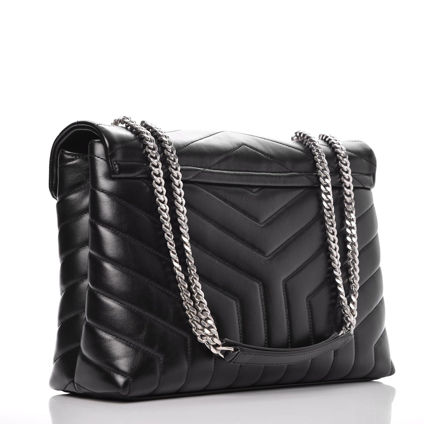 Calfskin Y Quilted Monogram Medium Loulou Chain Satchel Black