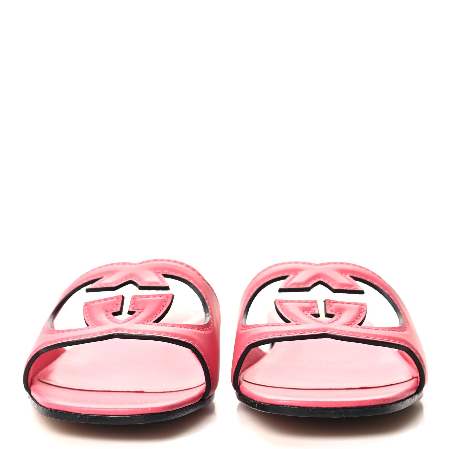 Gucci Cosmos Softy Calfskin Interlocking G Cut Out Slide Sandals 39.5 Rhodamine Pink 2 of 7