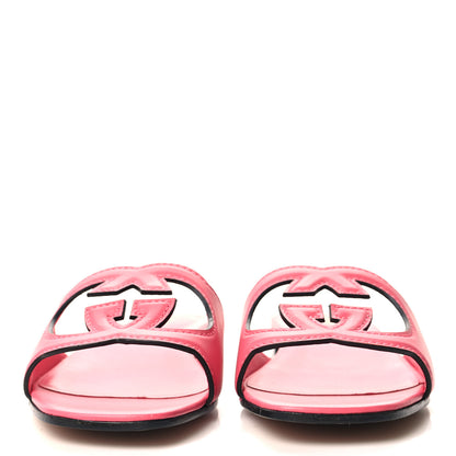 Gucci Cosmos Softy Calfskin Interlocking G Cut Out Slide Sandals 39.5 Rhodamine Pink 2 of 7