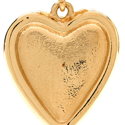 Chanel Metal Lace Resin Glass CC Heart Drop Earrings Gold Black 5 of 6