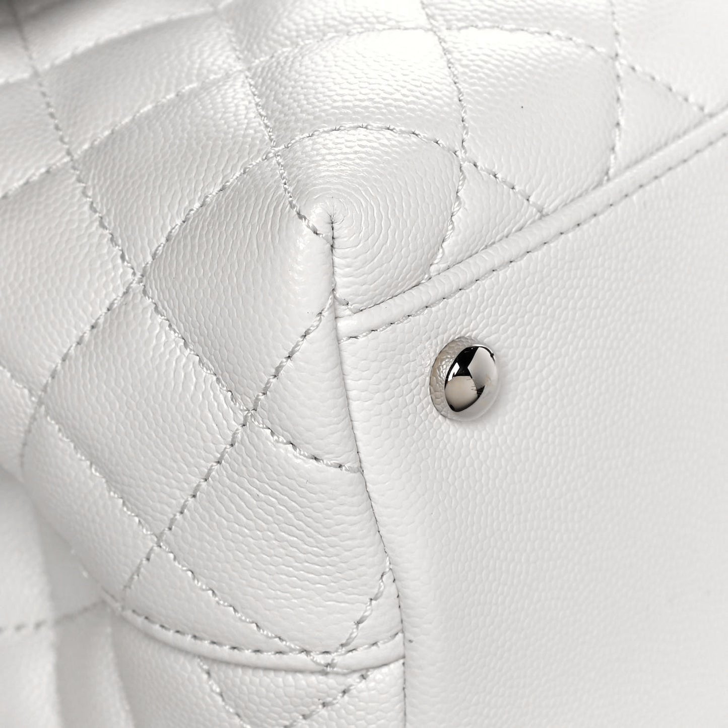 Caviar Quilted Small Coco Handle Flap White