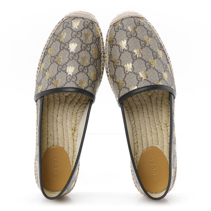 Gucci GG Supreme Monogram Bees Espadrille Flats 39 Beige Ebony Oro Black 2 of 12