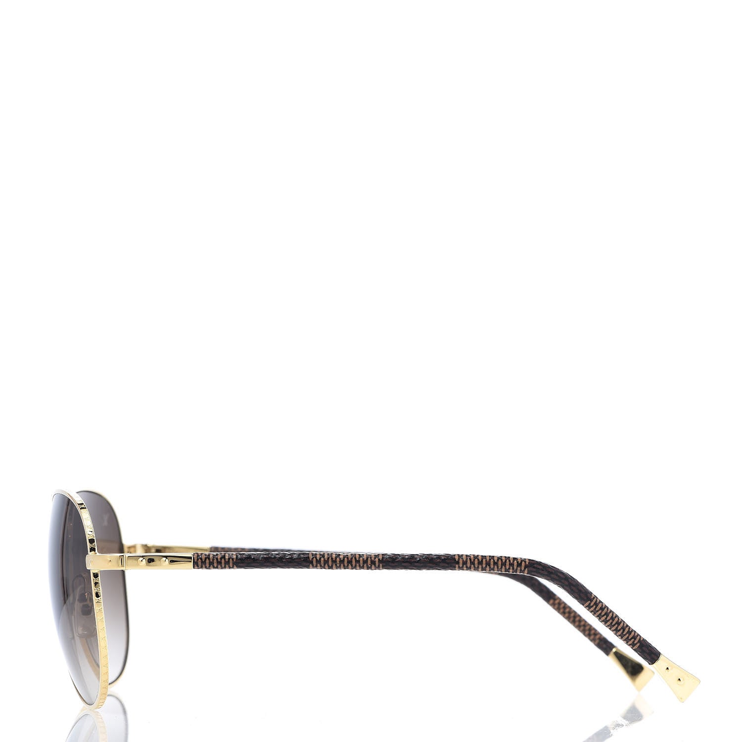 Louis Vuitton Damier Ebene Conspiration Pilote Aviator Sunglasses Z0202U Gold 3 of 9