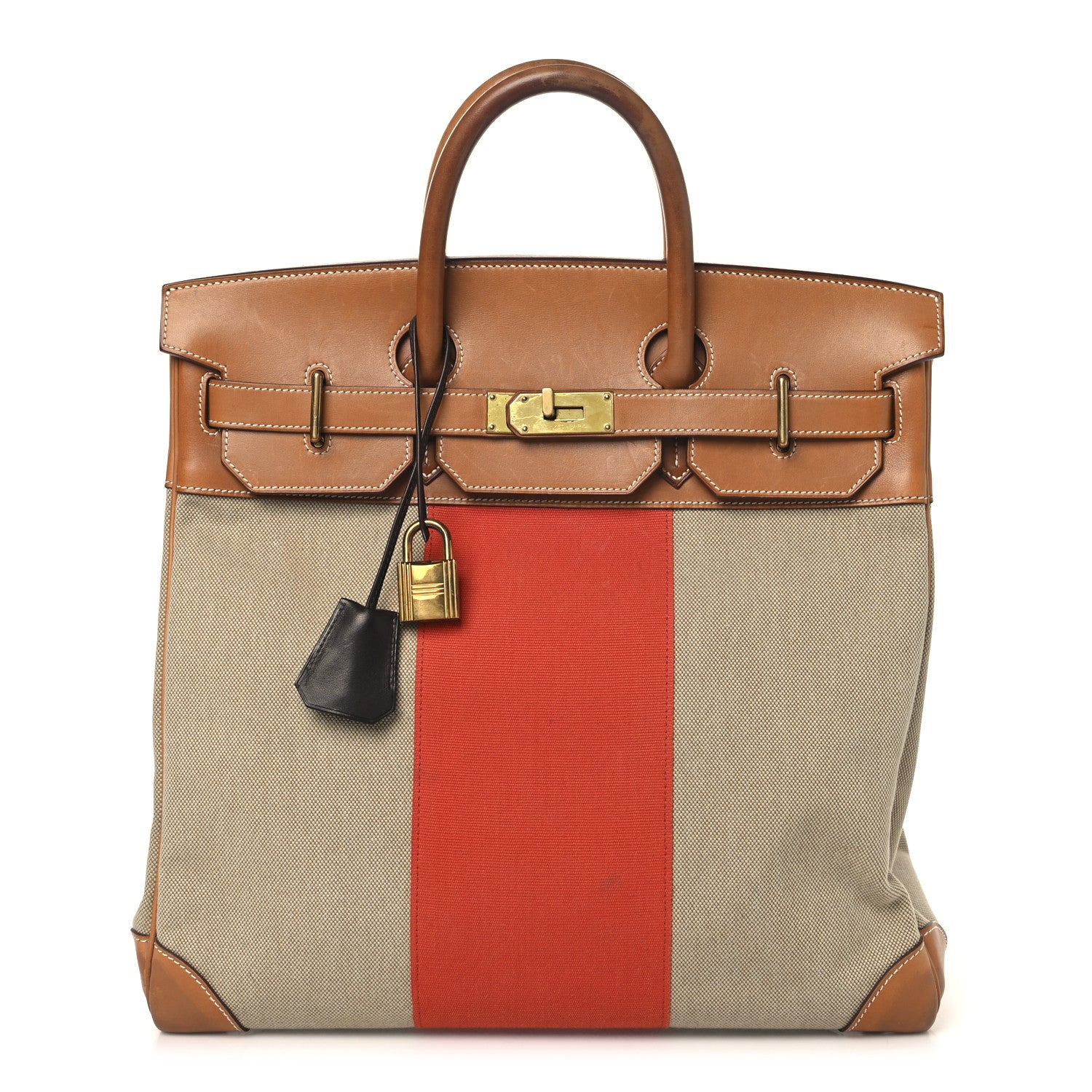 Hermes Toile Natural Barenia Flag HAC Birkin 40 Fauve Paprika 1 of 16