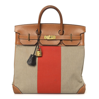 Hermes Toile Natural Barenia Flag HAC Birkin 40 Fauve Paprika 1 of 16