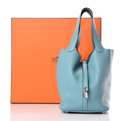 Hermes Taurillon Clemence Picotin Lock 22 MM Bleu Atoll 8 of 8
