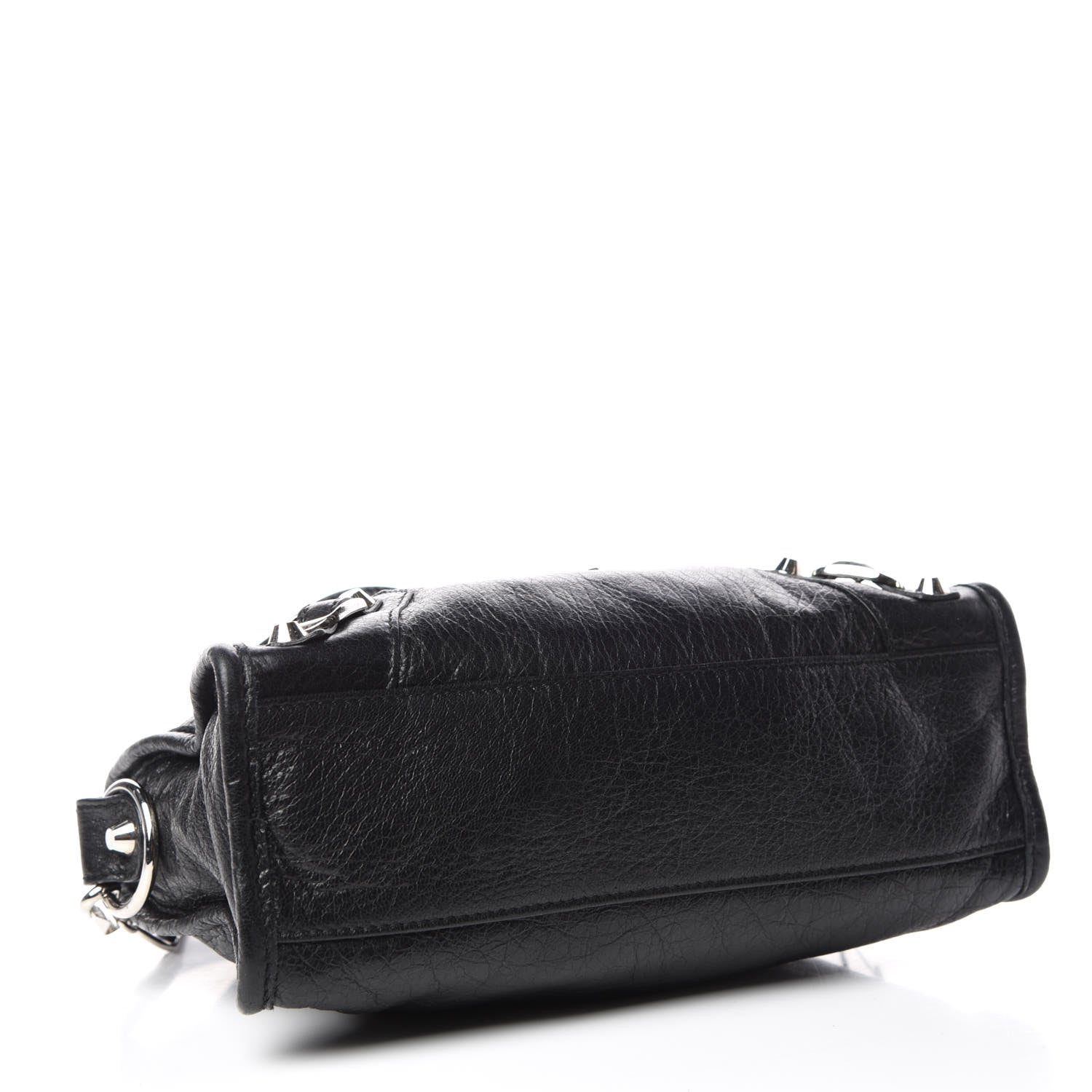 Balenciaga Agneau Classic Silver Hardware Mini City Logo Strap Black White 4 of 14