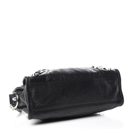 Balenciaga Agneau Classic Silver Hardware Mini City Logo Strap Black White 4 of 14