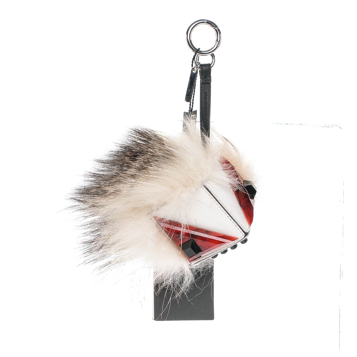 Vitello Flamingo Fox Fur Flurry Monster Bag Bug Cube Charm White