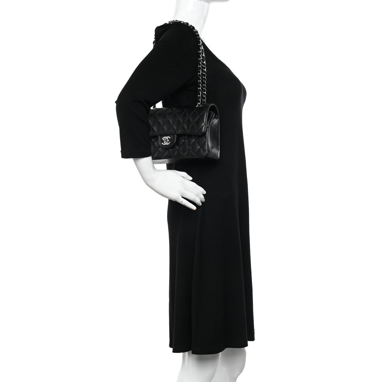 Caviar Quilted Small Double Flap Black