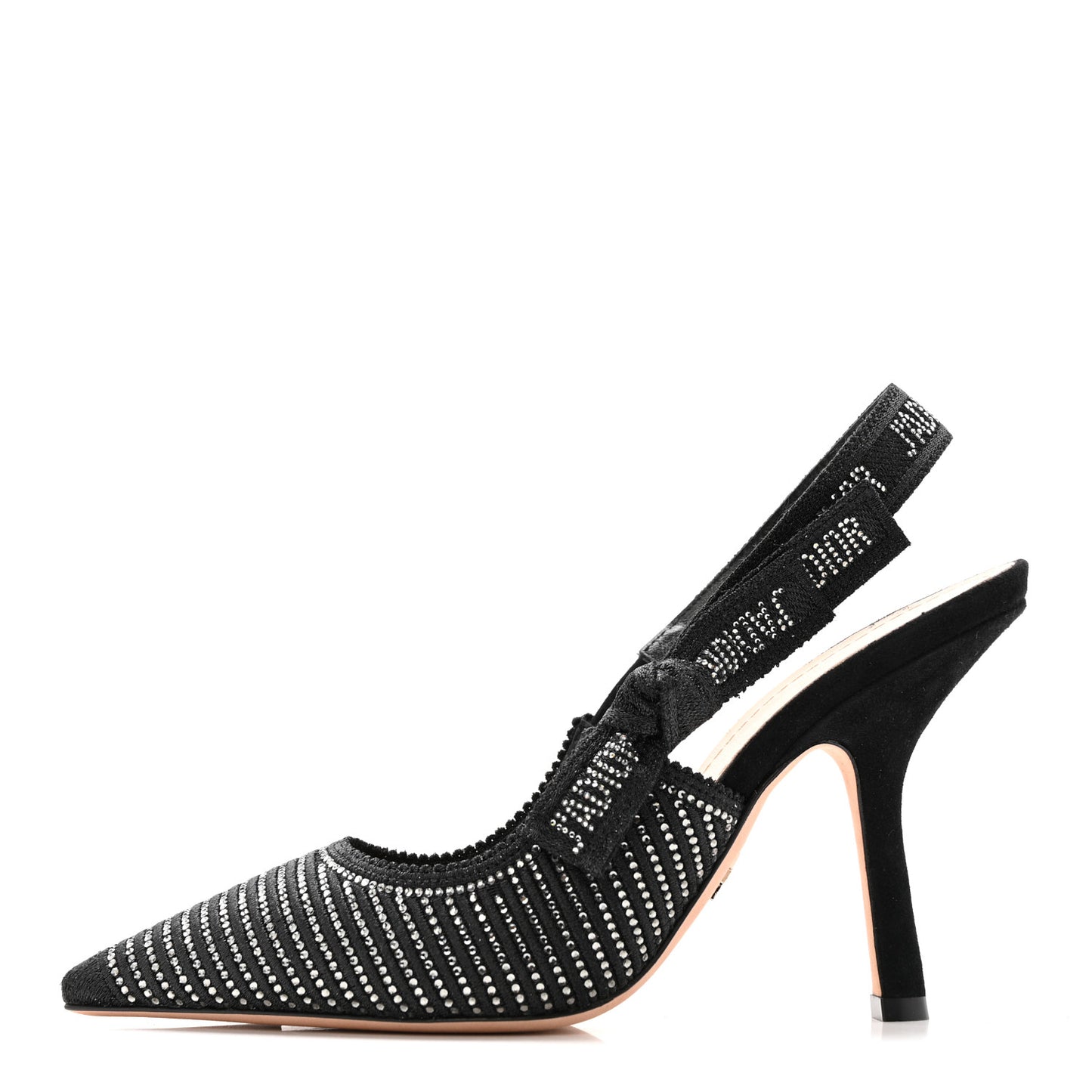 Cotton Laminated Strass J'Adior Slingback 100mm Pumps 37 Black