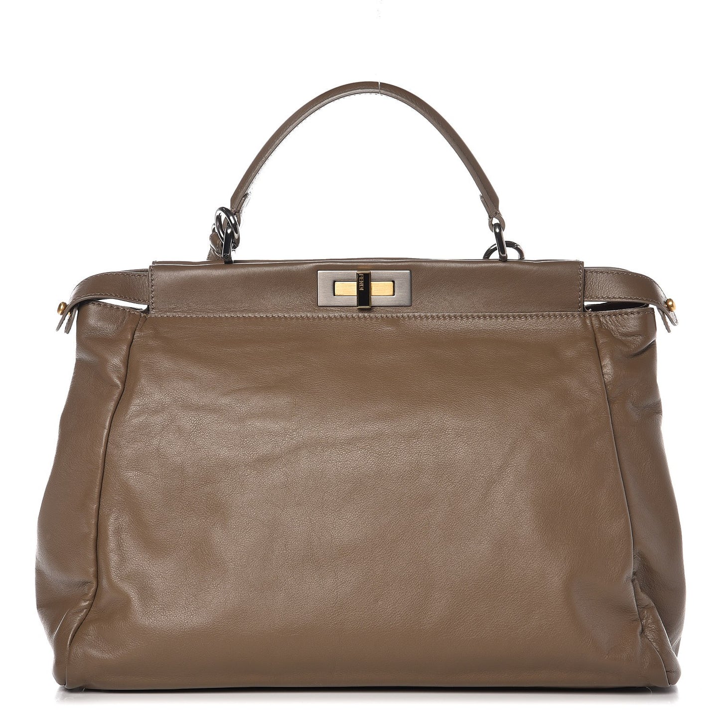 Vitello Suede Large Peekaboo Iconic Satchel Nocciola Black
