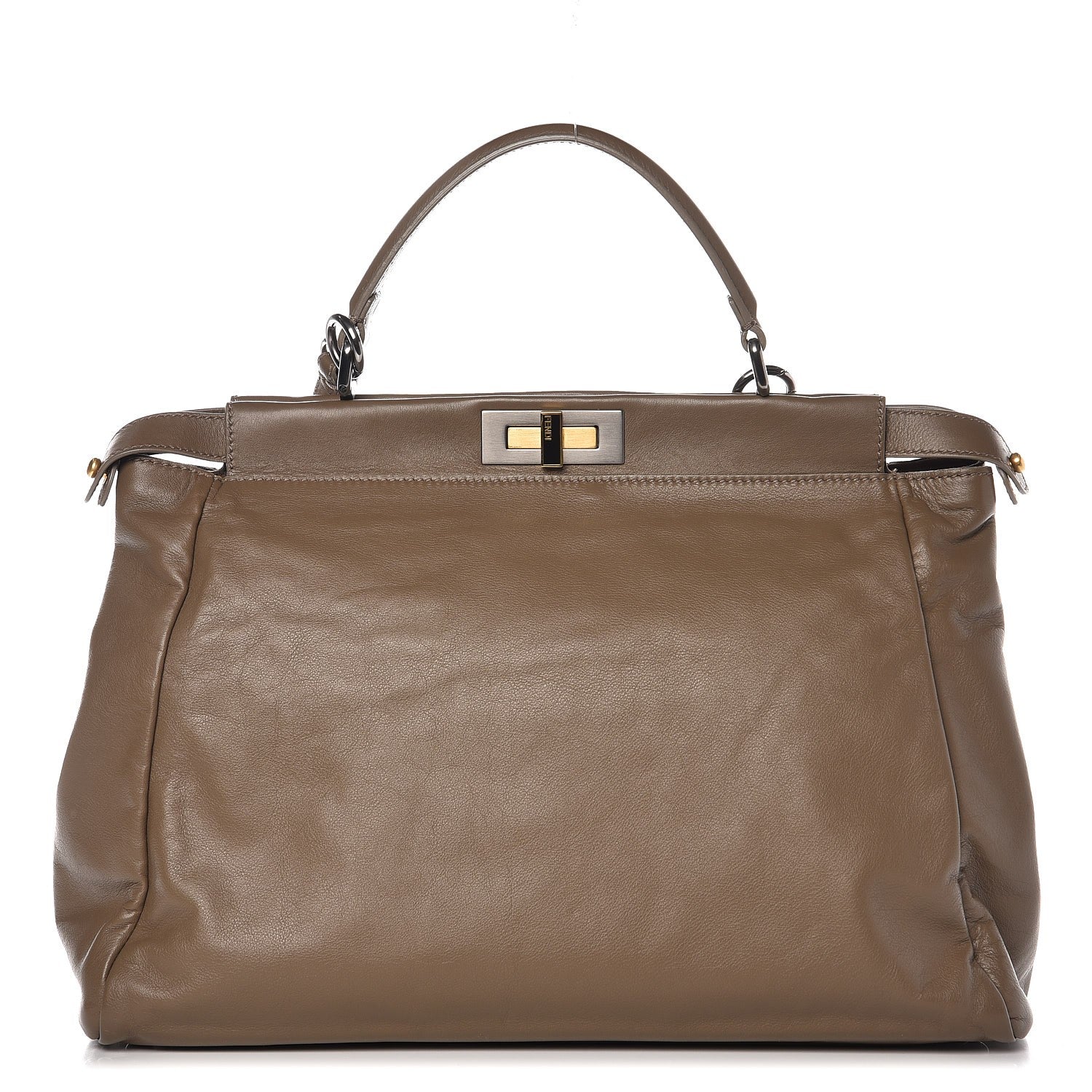 Fendi Vitello Suede Large Peekaboo Iconic Satchel Nocciola Black 1 of 8