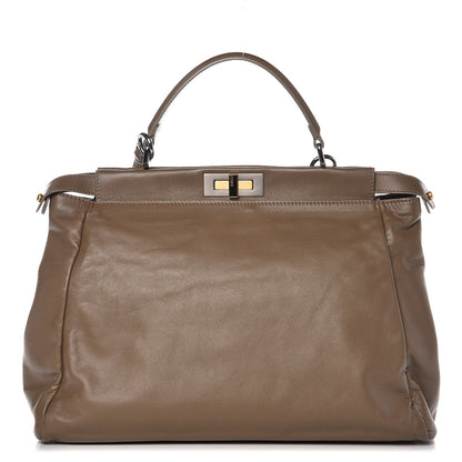 Fendi Vitello Suede Large Peekaboo Iconic Satchel Nocciola Black 1 of 8
