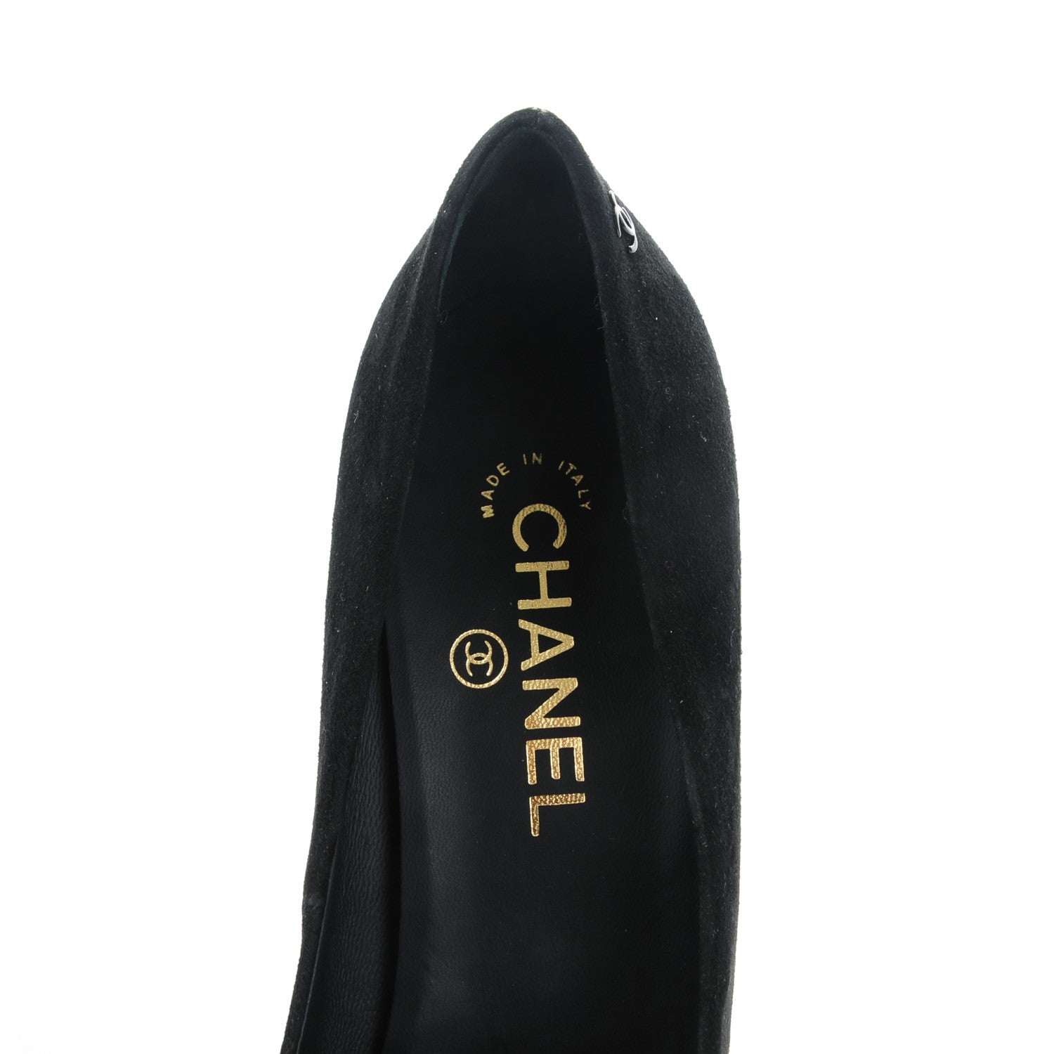 Chanel Suede Calfskin Satin Cap Toe CC Pumps 39.5 Black 7 of 7
