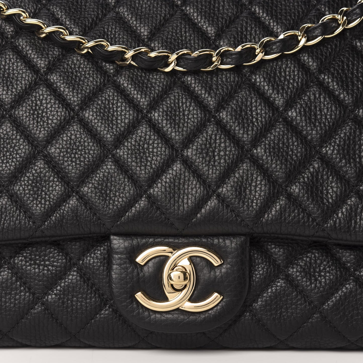 Calfskin Quilted XXL Travel Flap Bag Black
