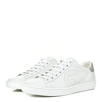 Gucci Calfskin Interlocking G Perforated Womens Ace Sneakers 35.5 White Grey Sky 3 of 8