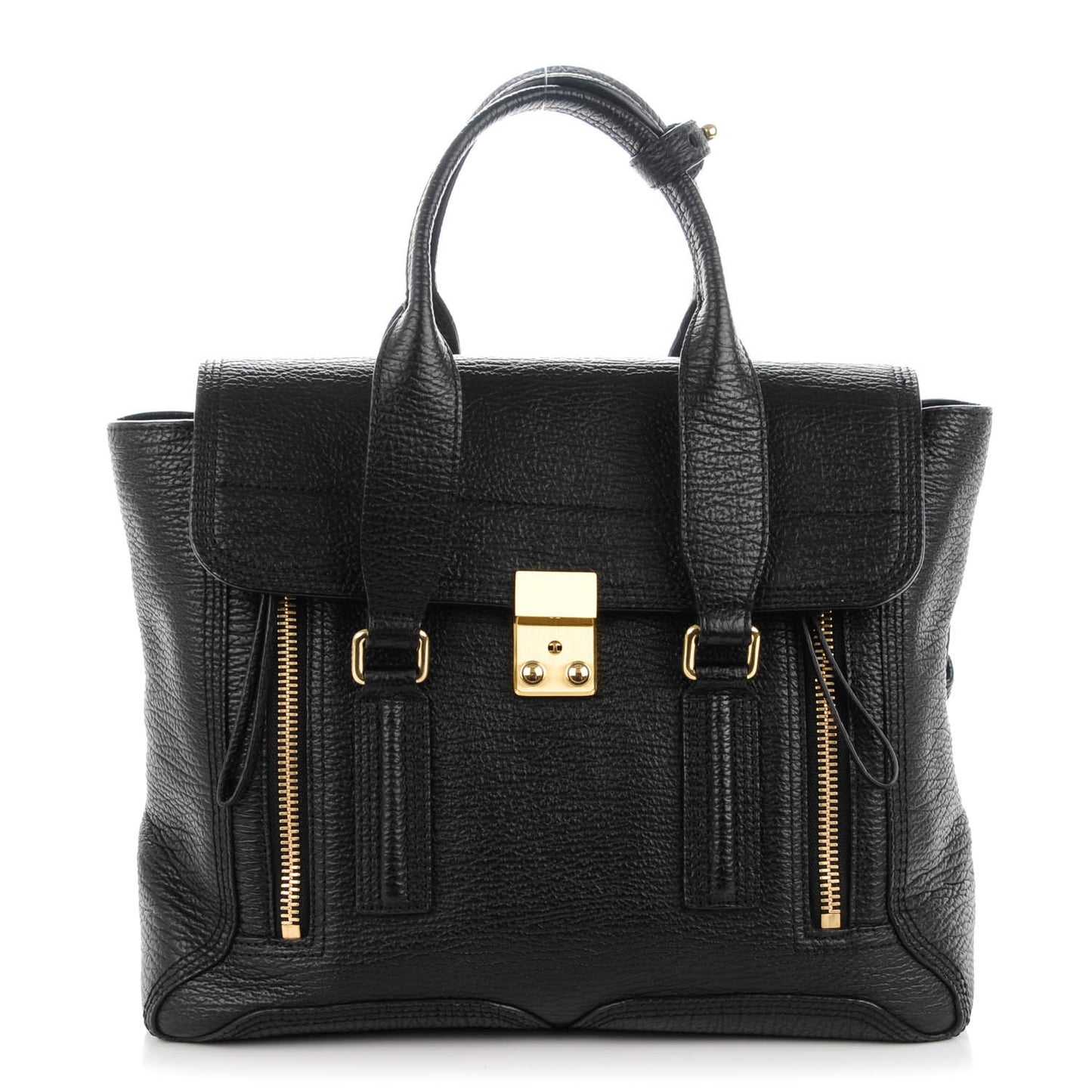3.1 Textured Calfskin Medium Pashli Satchel Black