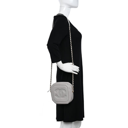 Chanel Calfskin Quilted CC Stitched Crossbody Camera Case Light Grey 2 of 13