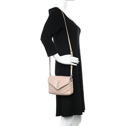 Saint Laurent Calfskin Y Quilted Monogram Toy Loulou Crossbody Bag Marble Pink 2 of 10
