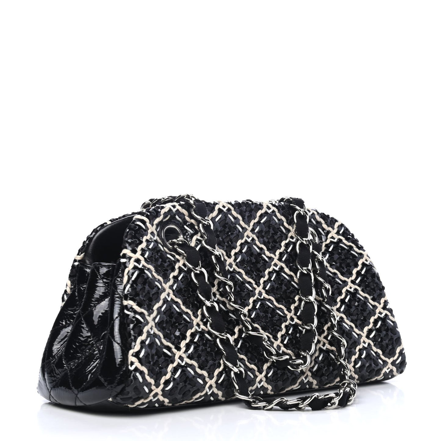 Patent Hand Embroidered Medium Just Mademoiselle Black
