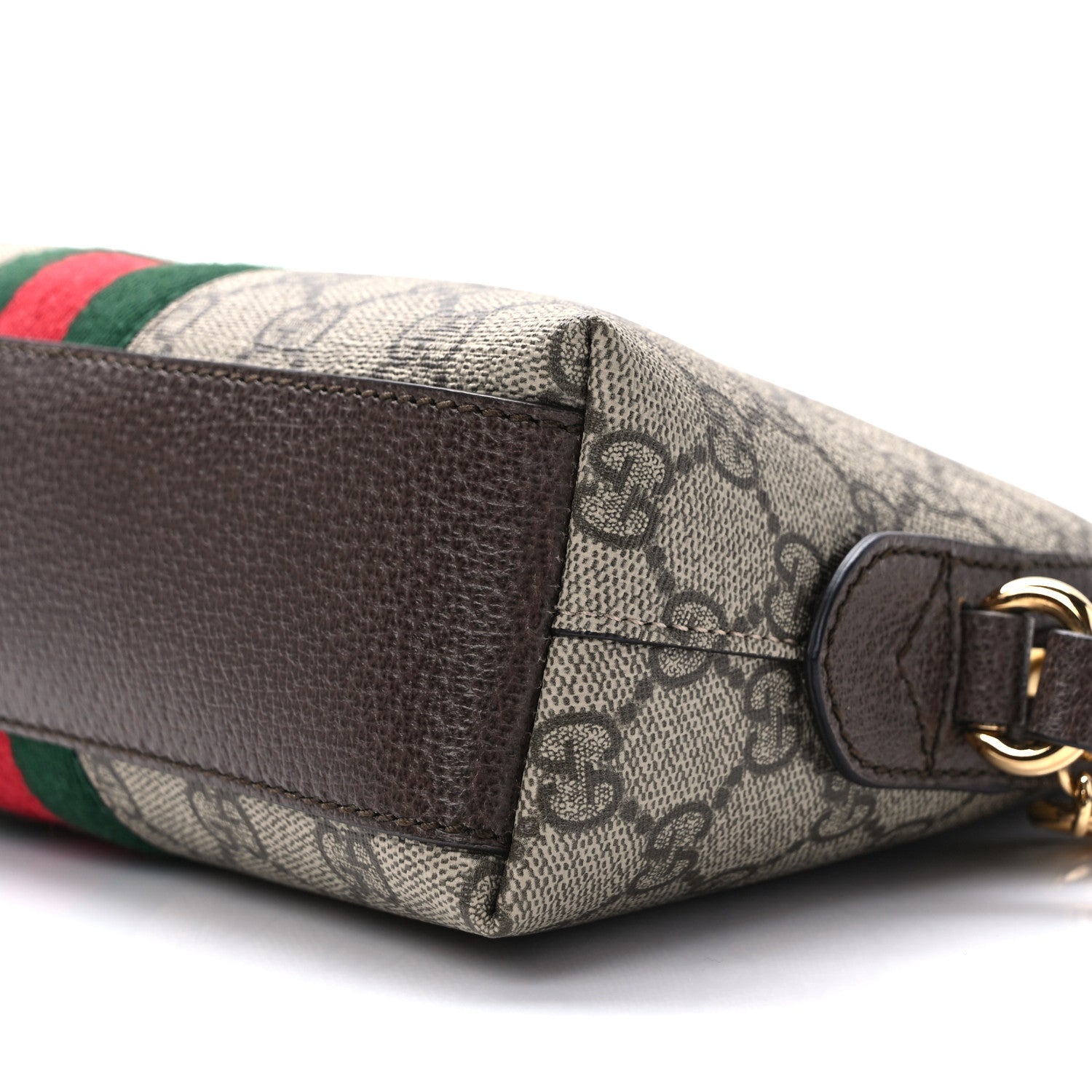 Gucci GG Supreme Monogram Textured Dollar Calfskin Web Small Ophidia Dome Shoulder Bag Beige Ebony New Acero 9 of 9