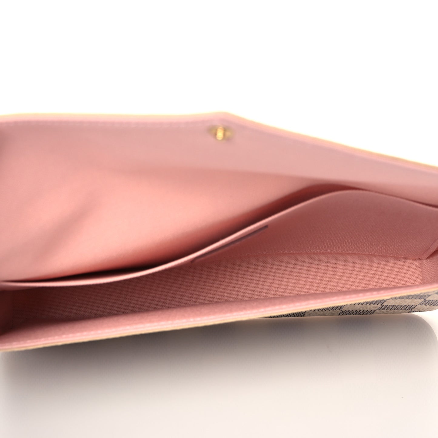Damier Azur Pochette Felicie Chain Wallet Rose Ballerine