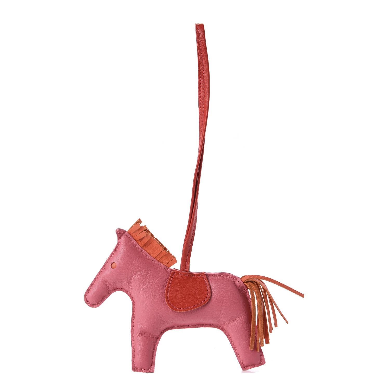 Hermes Milo Lambskin Grigri Rodeo Horse Bag Charm PM Rose Azalee Orange Poppy Rouge Indien 1 of 5