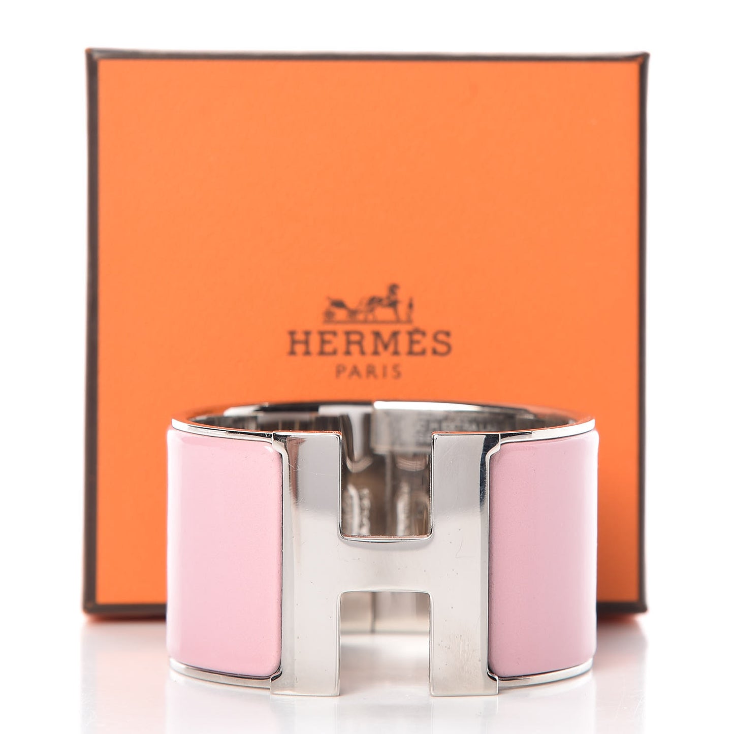 Enamel Extra Wide Clic Clac H Bracelet PM Rose Nacarat