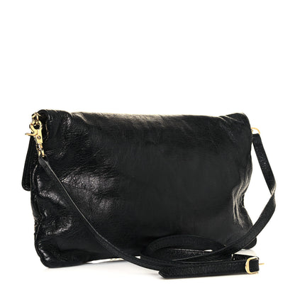 Balenciaga Agneau Giant 12 Gold Hardware Envelope Strap Clutch Black 2 of 14