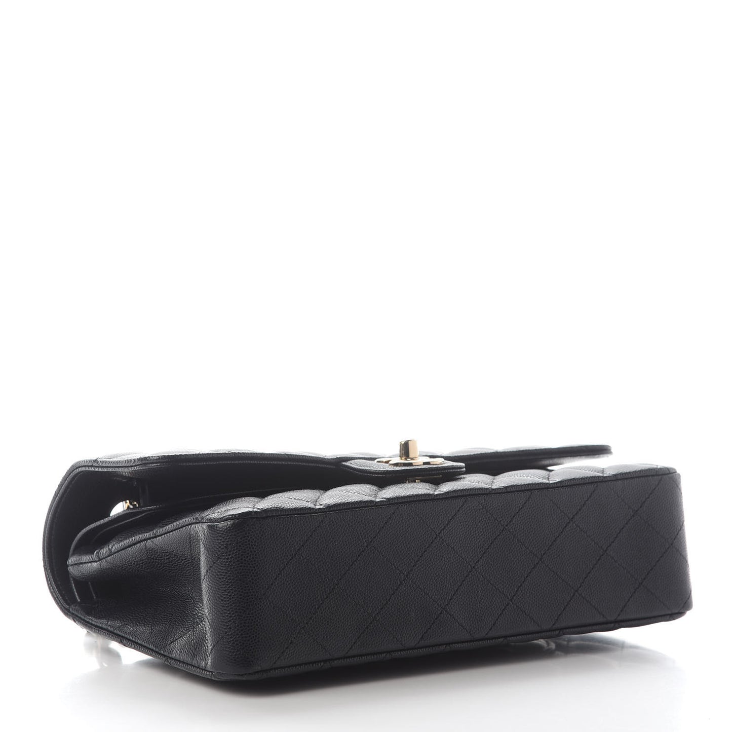 Caviar Quilted Medium Double Flap Navy