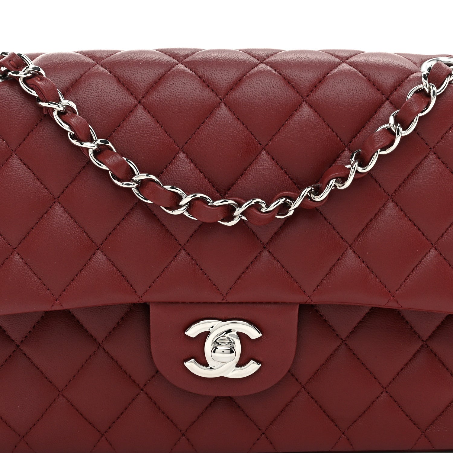 Chanel Lambskin Quilted Medium Double Flap Burgundy 8 of 10