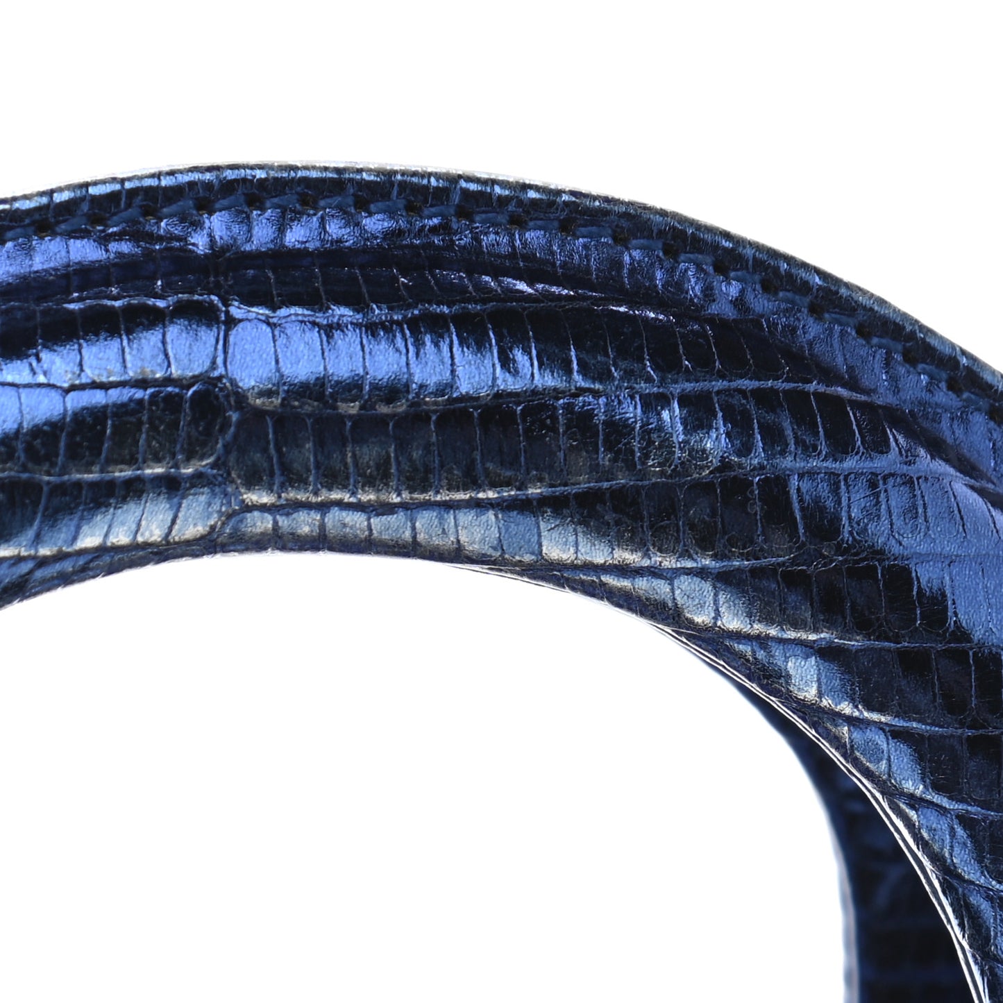 Metallic Lizard Mini Lady Dior Blue