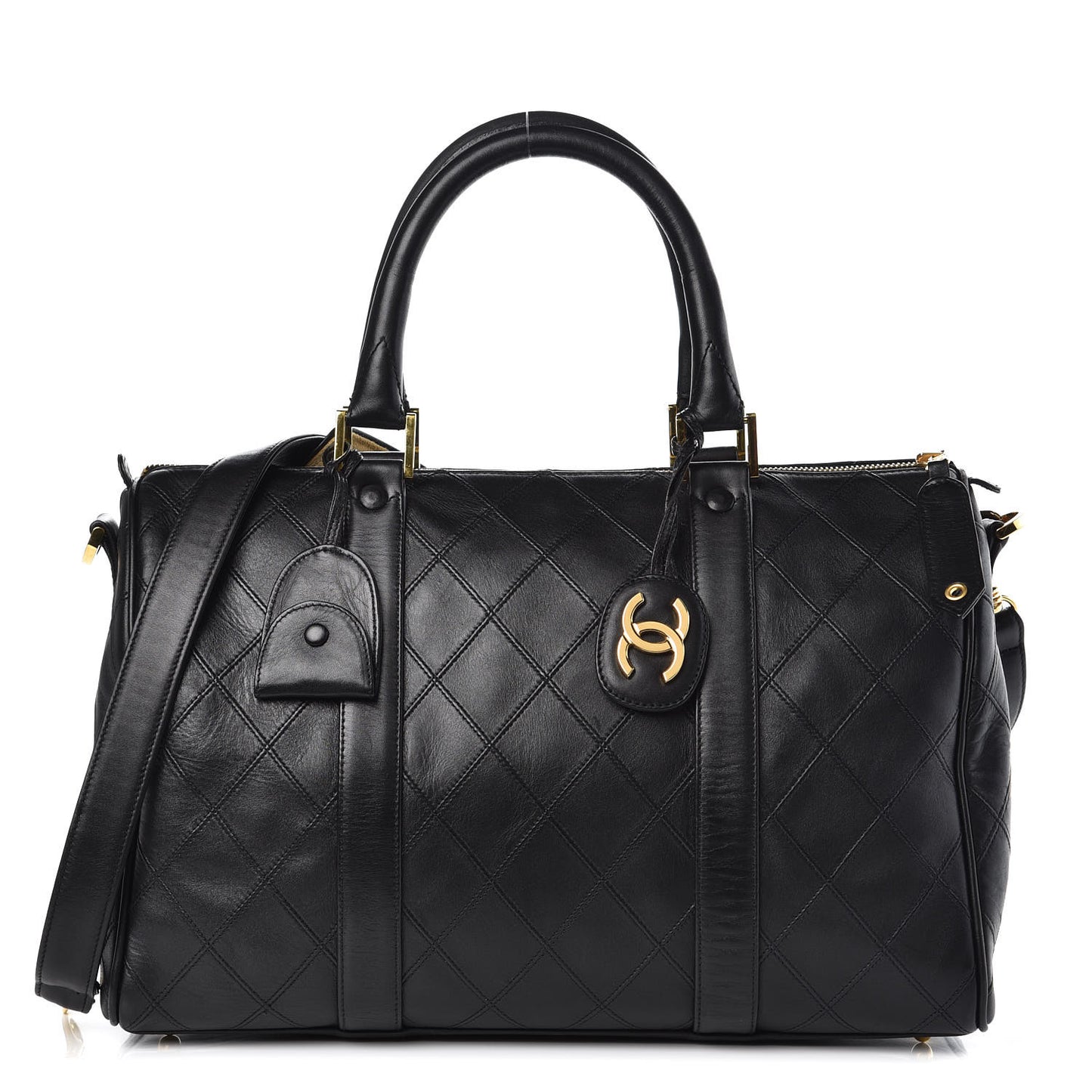 Calfskin Stitched CC Boston Black