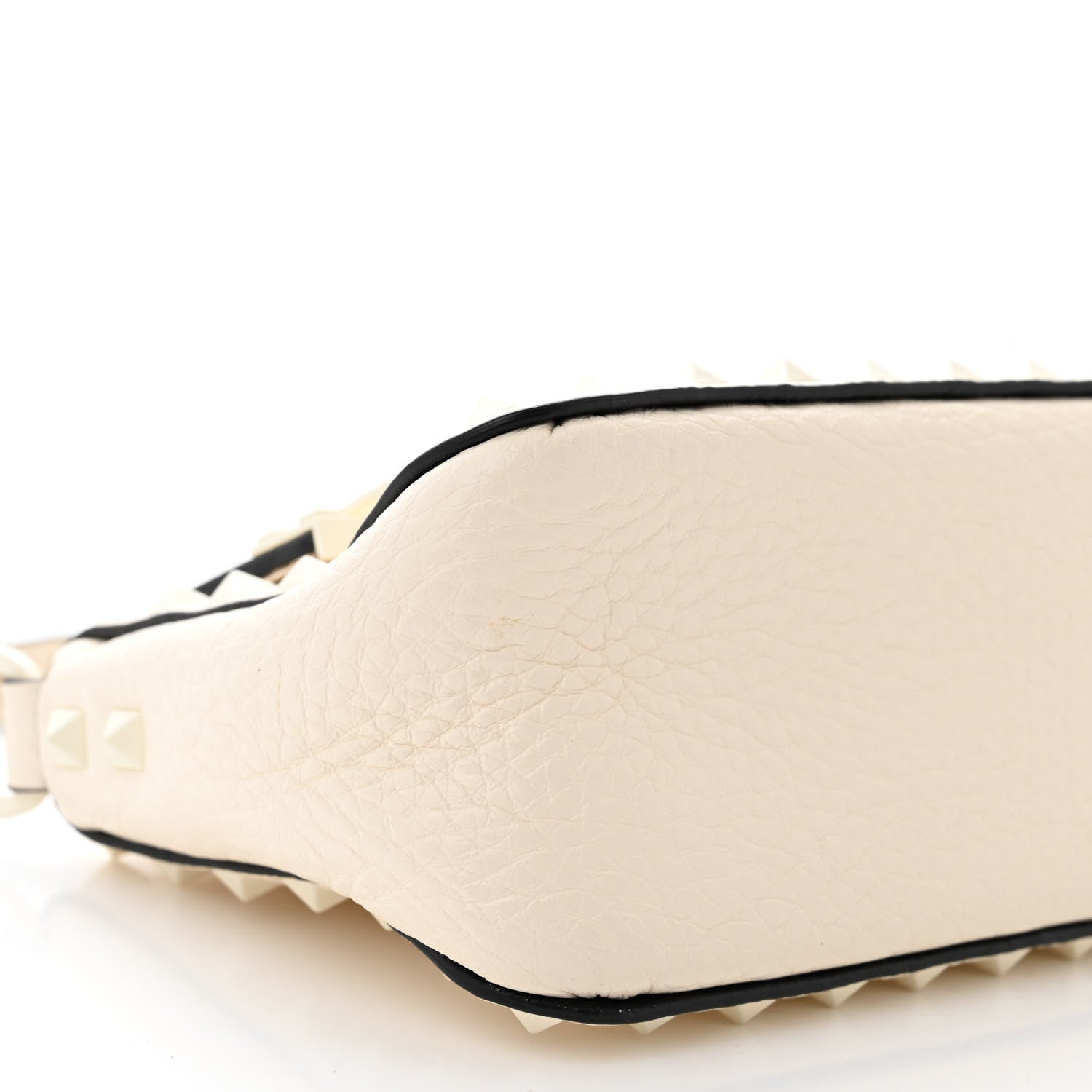 Valentino Garavani Pebbled Calfskin Enamel Monochrome Small Rockstud Flip Lock Shoulder Bag Light Ivory 8 of 9