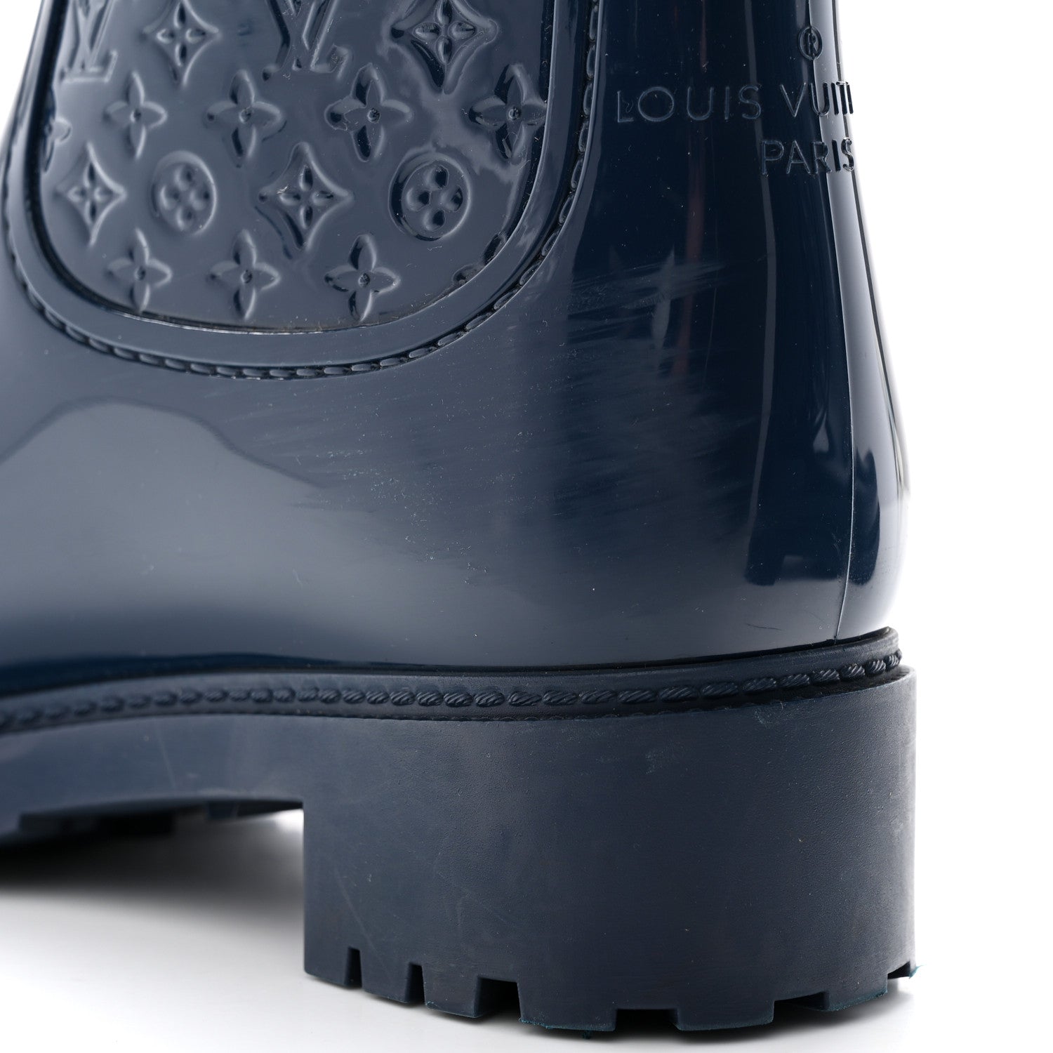 Louis Vuitton Rubber Embossed Monogram Splash Rain Boots 36 Blue 14 of 14