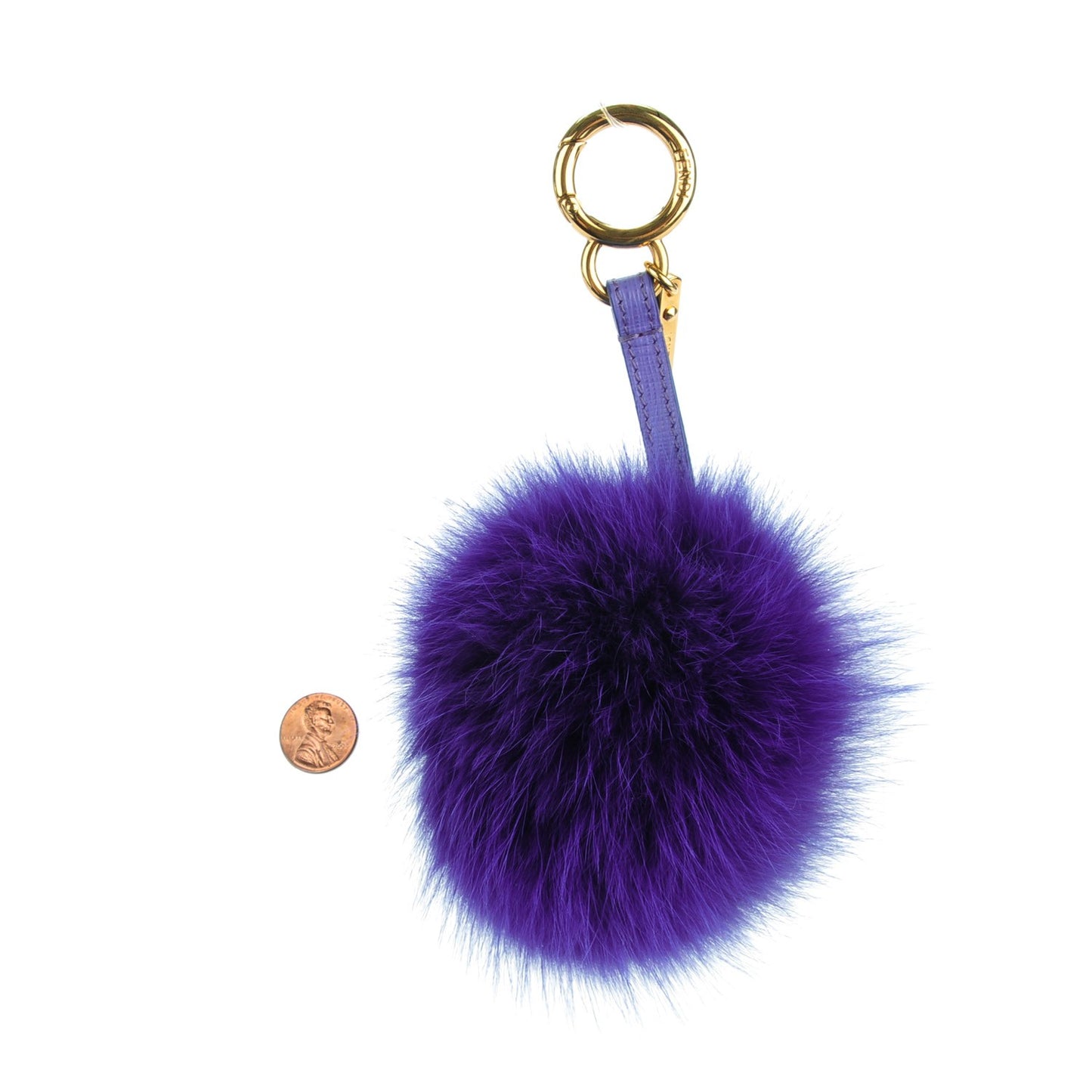 Fox Fur Vitello Elite Pom Pom Bag Charm Viola Cassis
