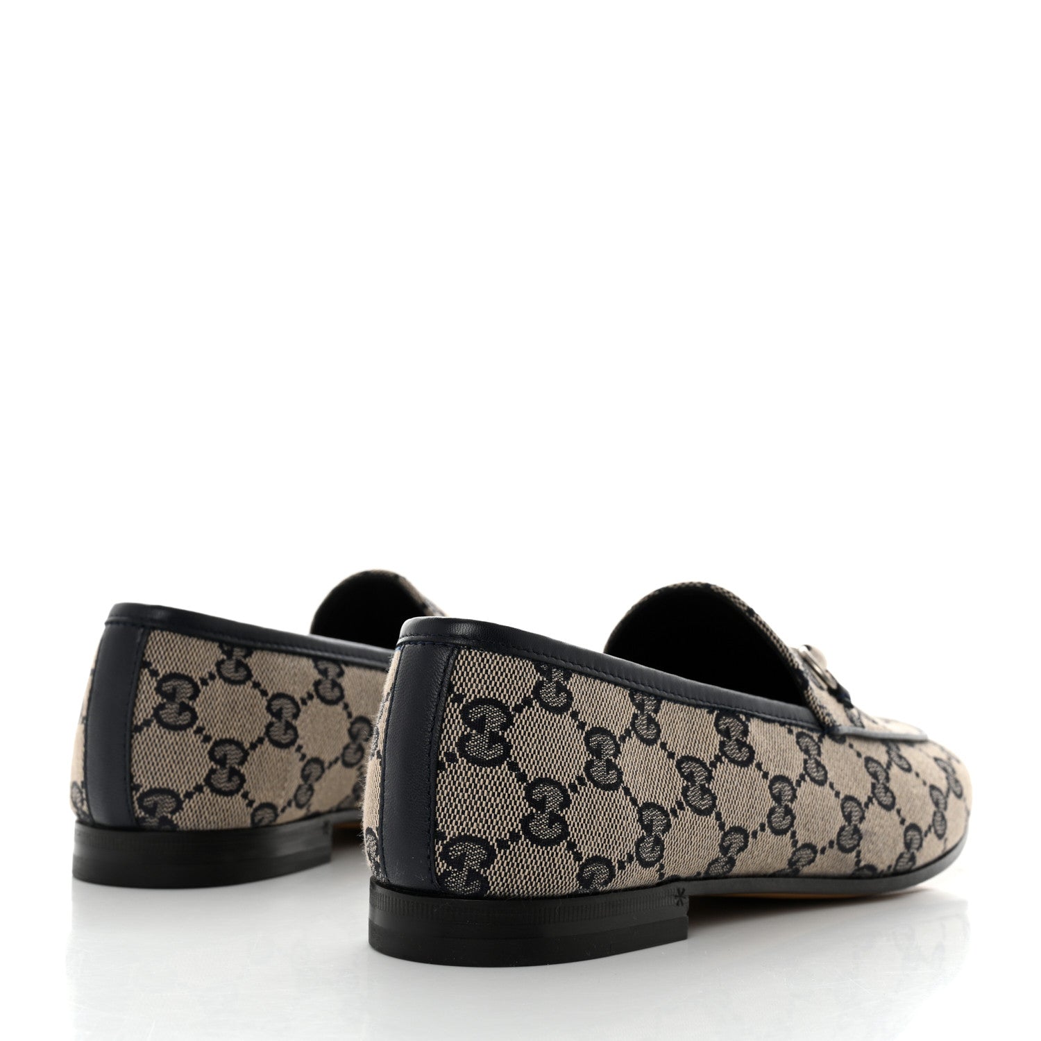 Gucci Monogram Malaga Kid Horsebit Womens Jordaan Loafers 39 Beige Blue 4 of 8