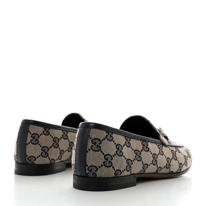Gucci Monogram Malaga Kid Horsebit Womens Jordaan Loafers 39 Beige Blue 4 of 8