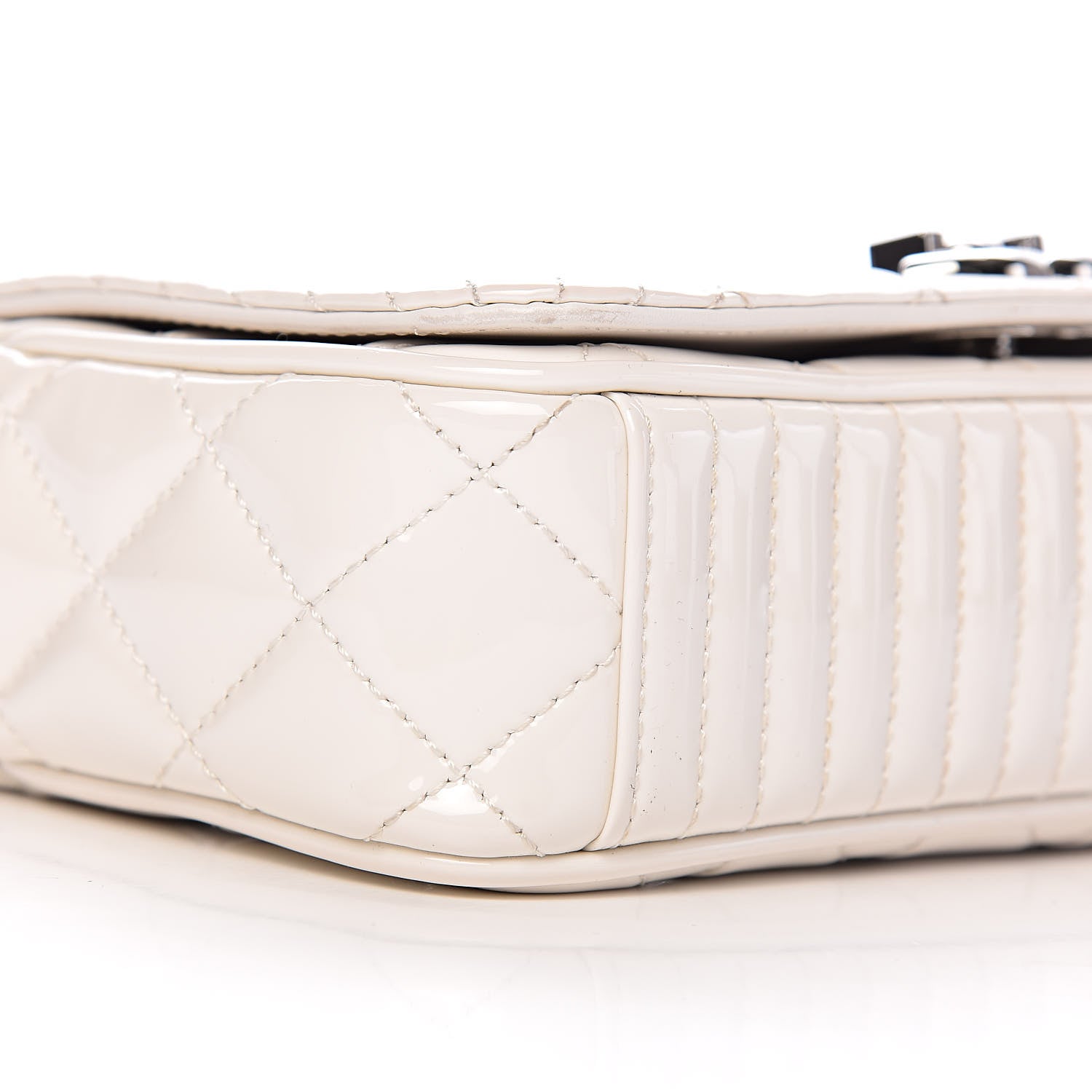 Chanel Patent Quilted Small Coco Boy Flap White 9 of 13