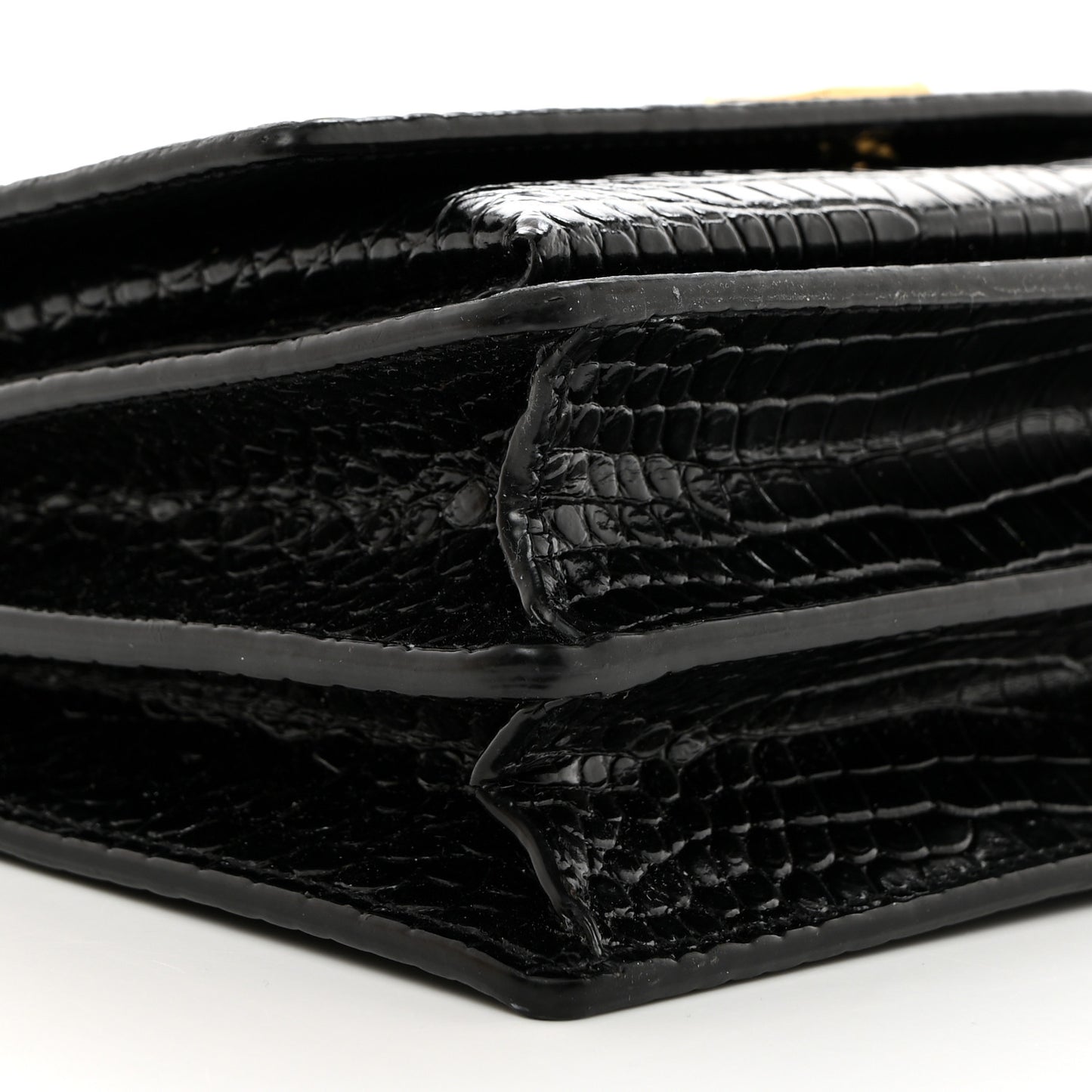 Calfskin Crocodile Embossed Medium Monogram Sunset Black