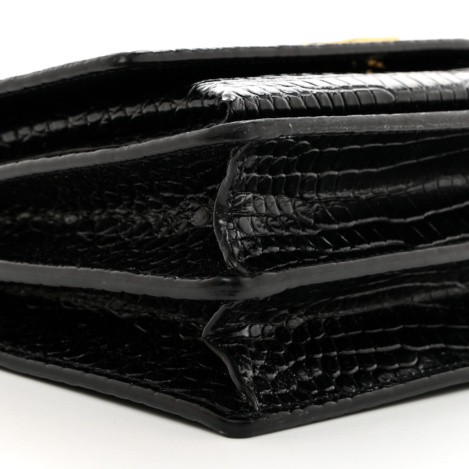 Saint Laurent Calfskin Crocodile Embossed Medium Monogram Sunset Black 10 of 11